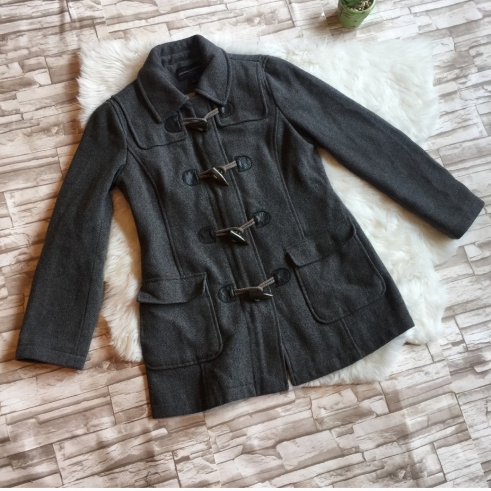 Banana Republic Wool Blend Dark Gray Lined Pea Coat. Toggle Buttons. Size M - Picture 2 of 5